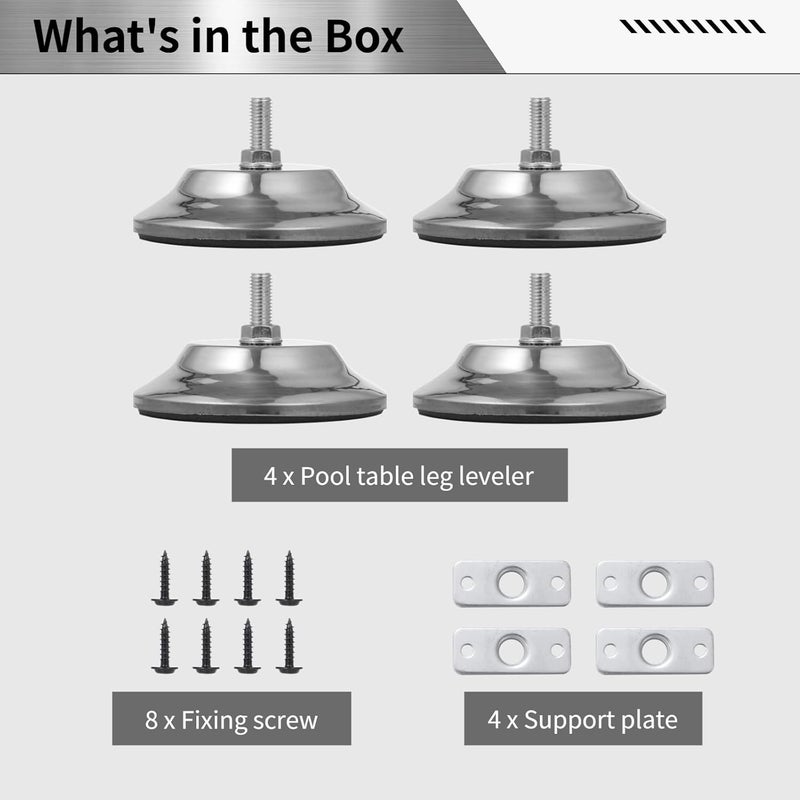 Varku Billiard Table Leg Levelers, 4 Pcs Pool Table Leg Leveling Risers 5’’D with Adjustable Height, Robust Metal Table Leveling Feet for Billiard Tables, Ping-Pong Tables, Soccer Tables - Image 5